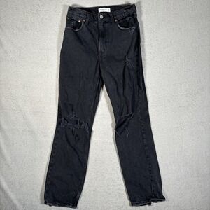 Abercrombie & Fitch 90s Straight Ultra High Rise Distressed‎ Black Jeans 28 6R